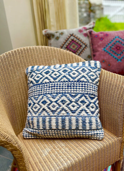 Blue Cushion Cover with Wool and Recycled Denim - Second Nature Online