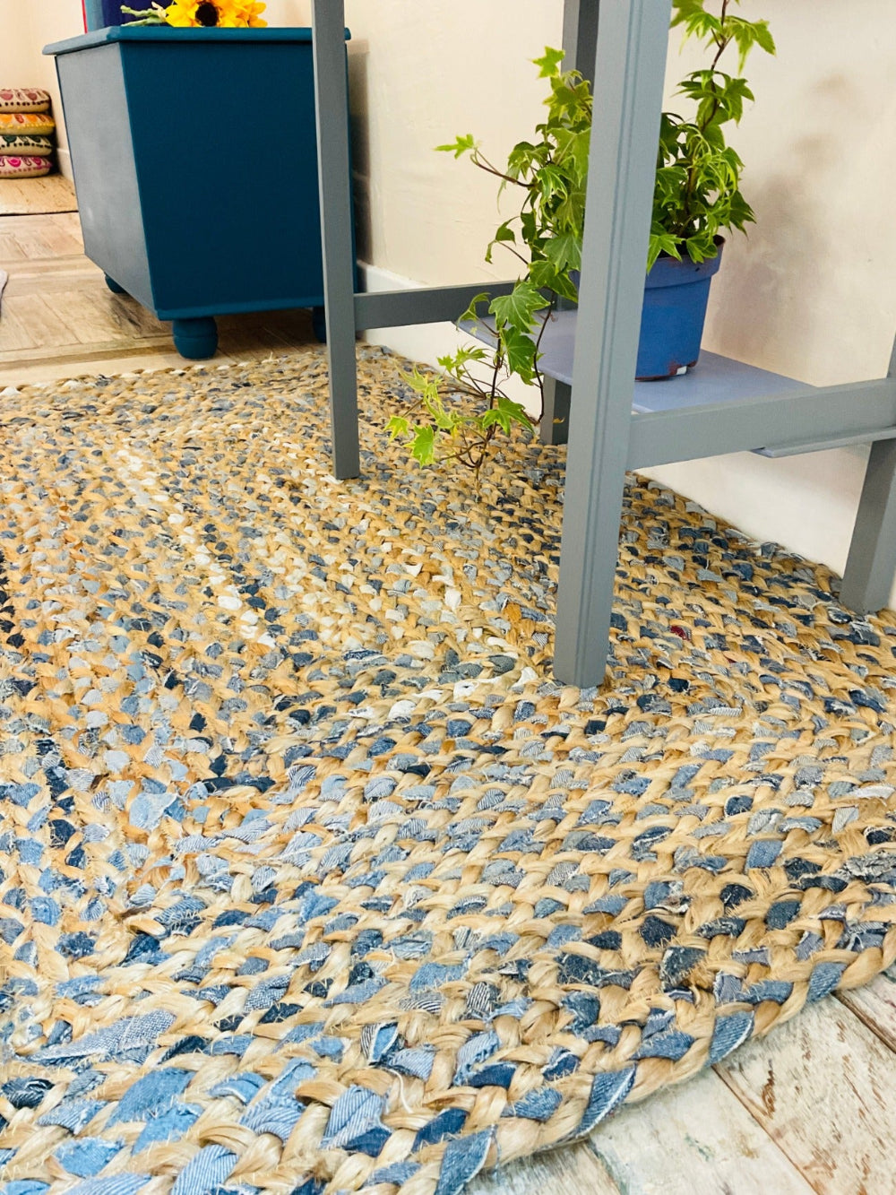 Denim Jute Braided Rug - Second Nature Online