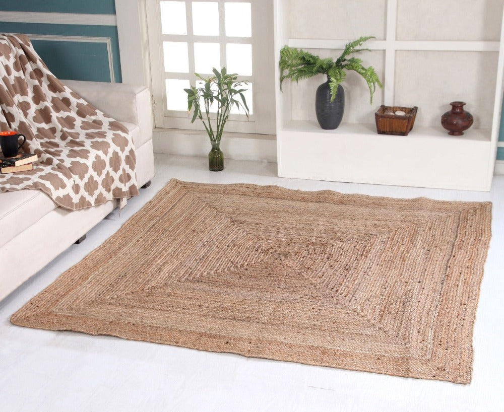 Dhaka Large Square Braided Jute Rug For Lifestyle Second Nature Online
