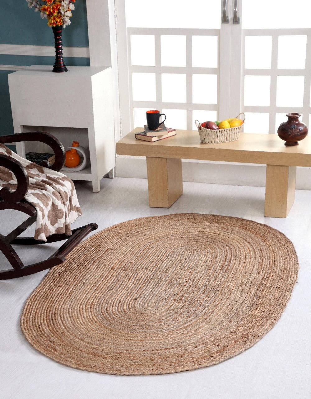 DHAKA Oval Kitchen Rug Hand Woven Jute - Second Nature Online