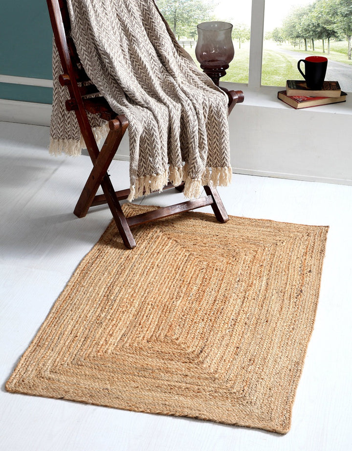 DHAKA Area Jute Rug Hand Woven Mat with Natural Fibre