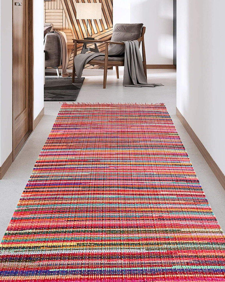 Festival Boho Rug Flat Weave Multicolour with Tassels Second Nature Online
