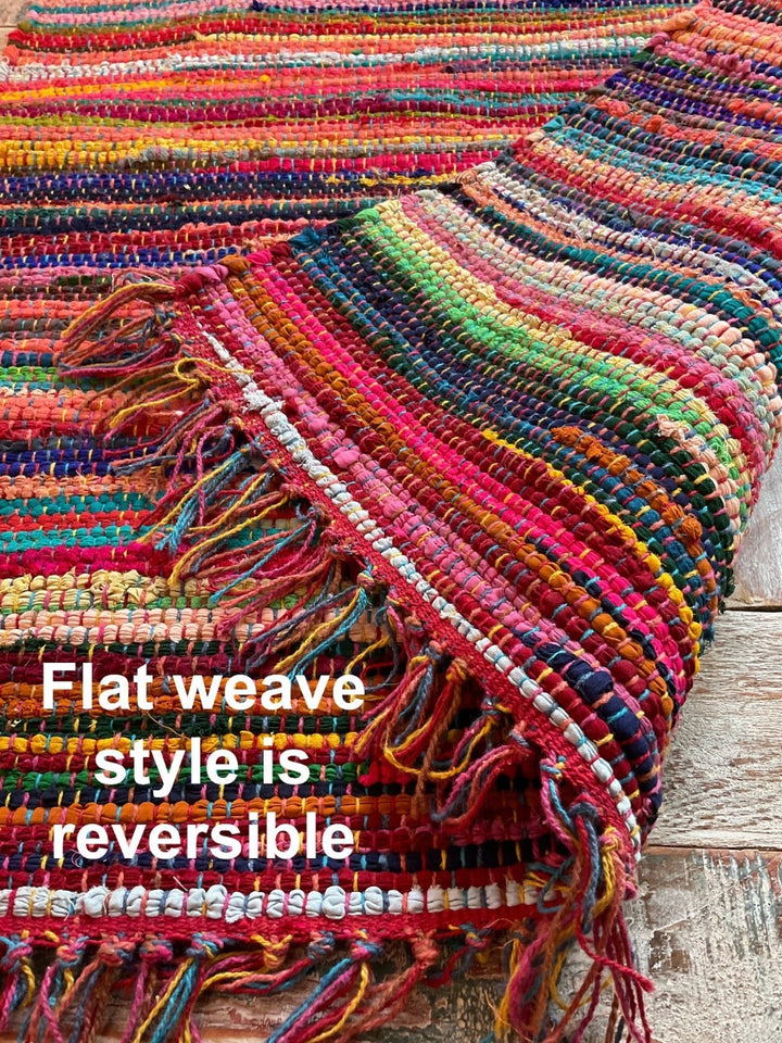 Festival Multi Colour Rug Flat Weave Reversible Second Nature Online