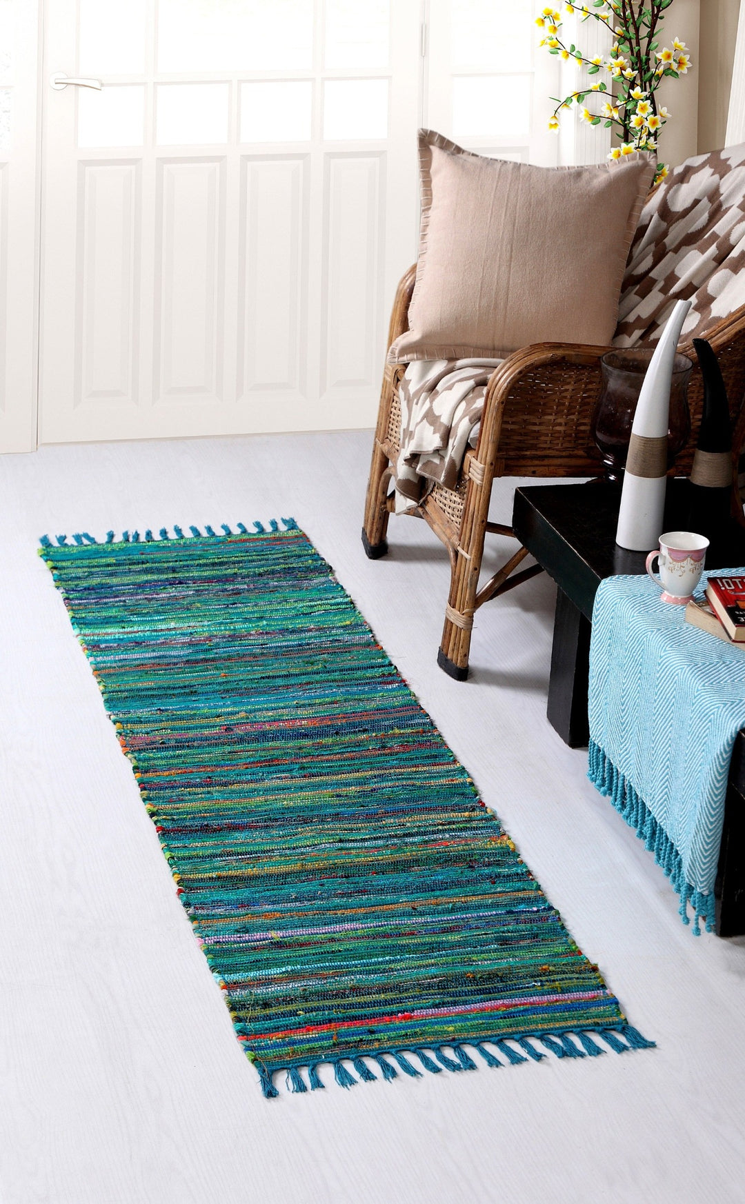 Festival Recycled Cotton Blend Rag Rug in Varied Colourways Indoor and Outdoor Use
