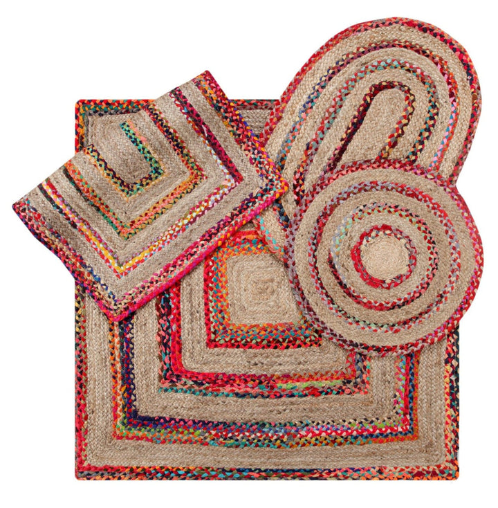 FIESTA Oval Rug Jute Hand Woven with Recycled Fabric - Second Nature Online