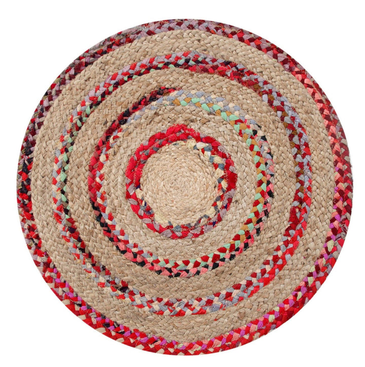 FIESTA Round Rug Jute Hand Woven with Recycled Fabric - Second Nature Online