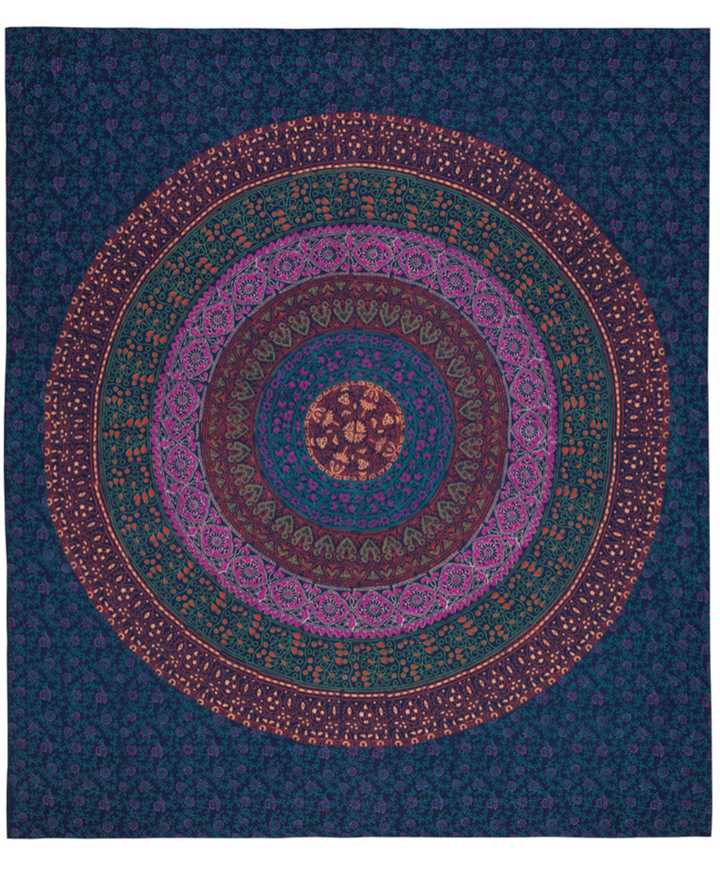 Large Indian Wall Hanging in Blue Purple Goa Mandala Style Second Nature Online