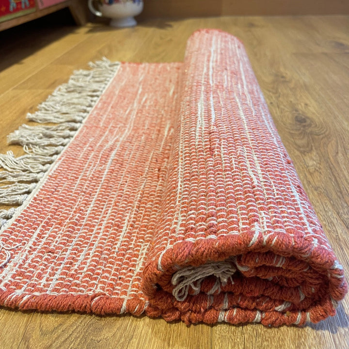 Rolled Up Rust Cotton Rug Second Nature Online