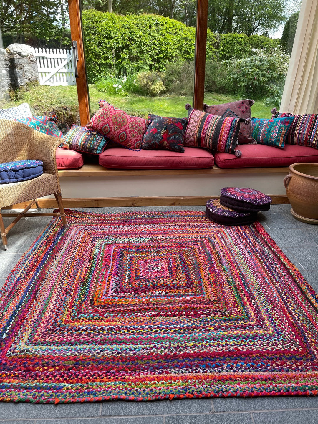 SUNDAR Square Multicolour Rug Ethical Source with Recycled Fabric