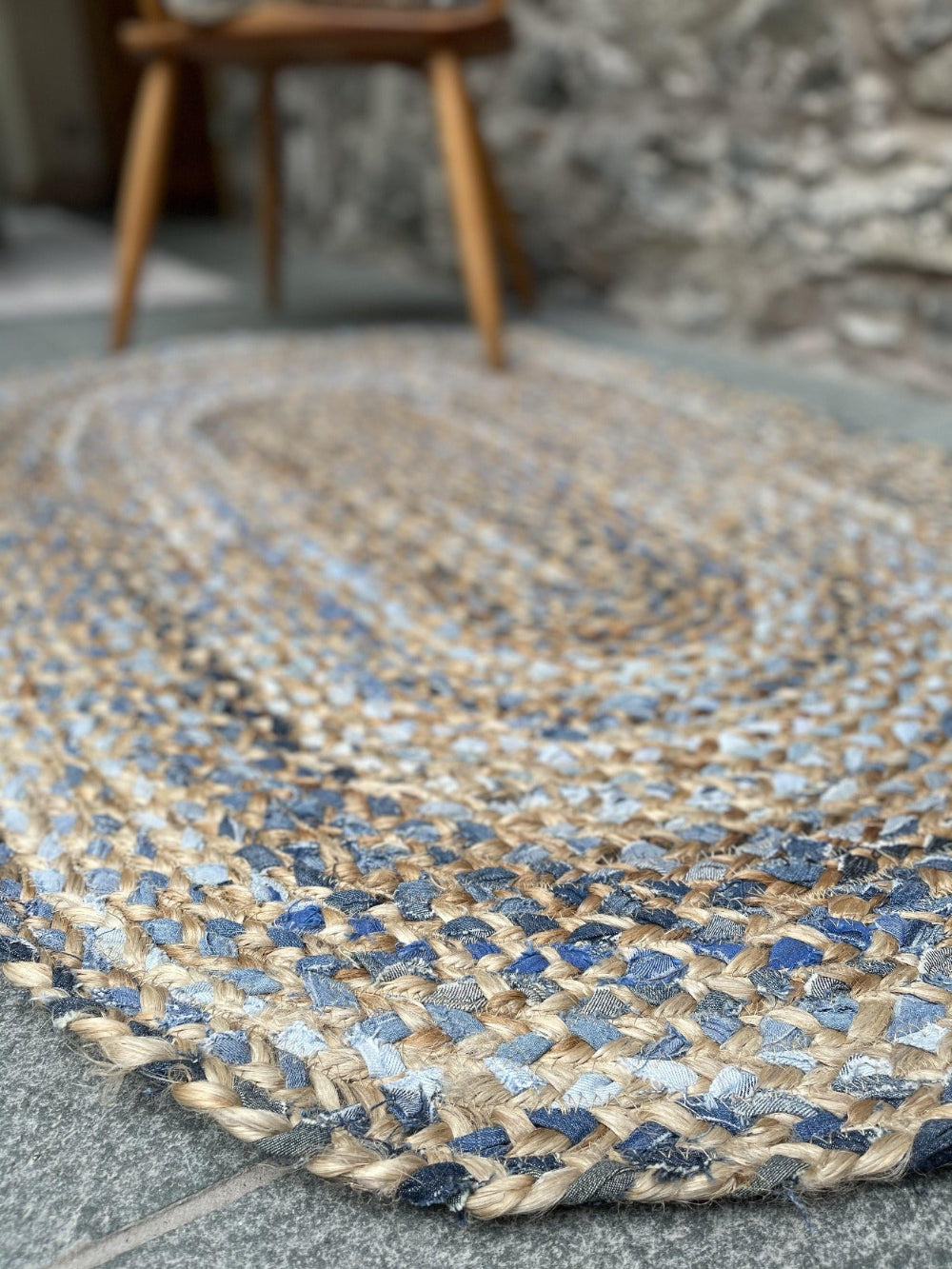 JEANNIE Oval Kids Rug Ethical Source with Recycled Denim - Second Nature Online