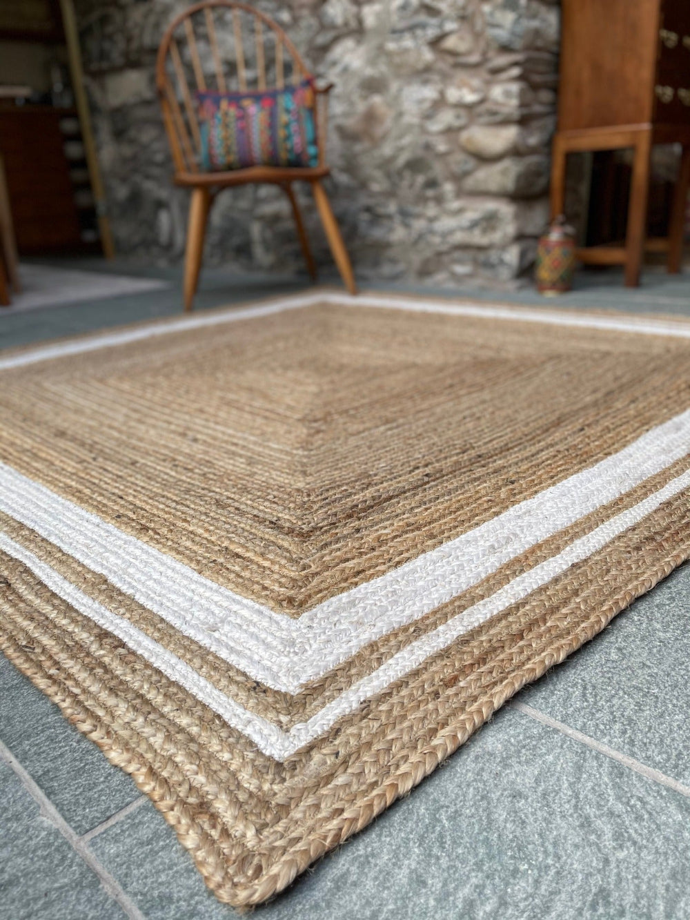 Jute Braided Rug With Cream Border - Second Nature Online