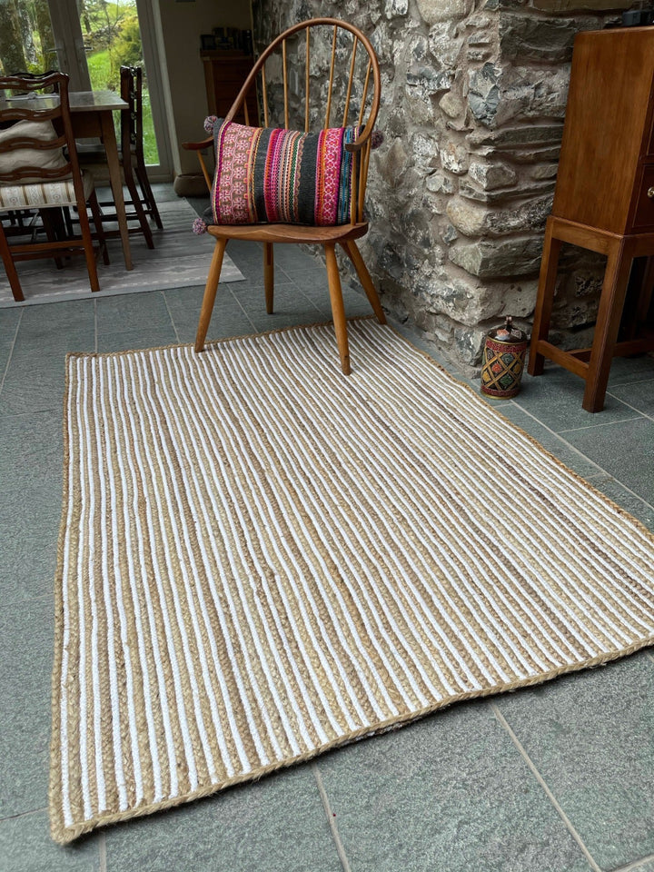 Jute Cotton Striped Living Room Rug - Second Nature Online