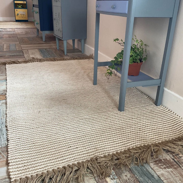 Jute Striped Natural Rug Lifestyle Shot - Second Nature Online