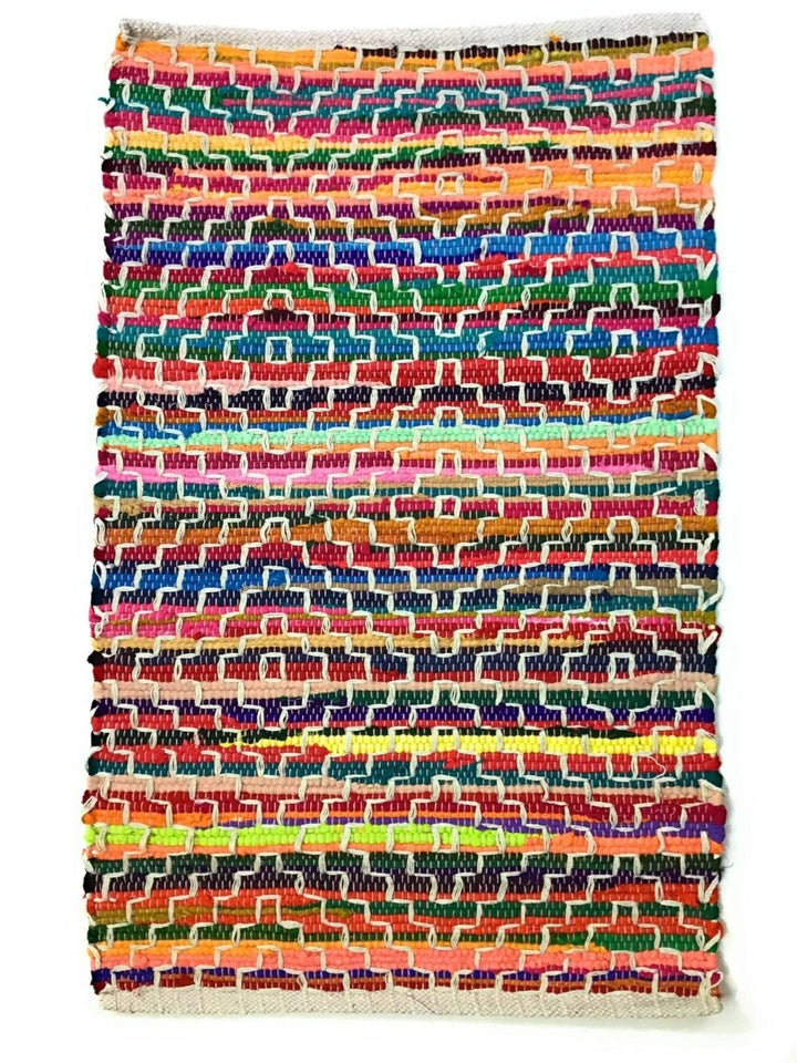 KADAM Geometric Rainbow Rug Multicolour and Reversible - Second Nature Online