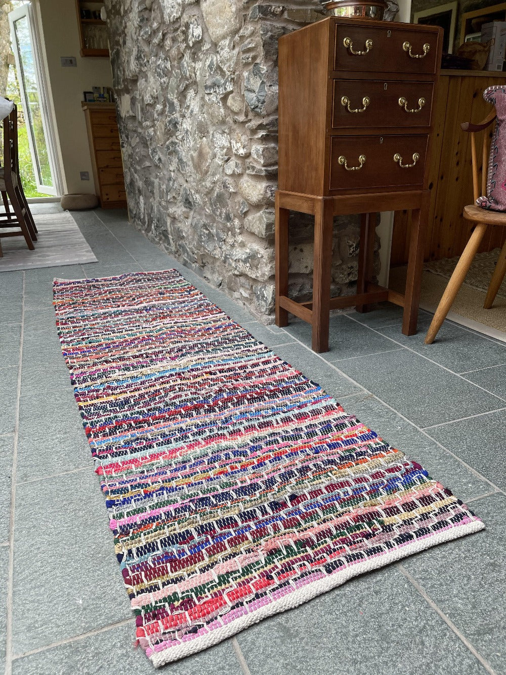 KADAM Geometric Rainbow Rug Multicolour and Reversible - Second Nature Online