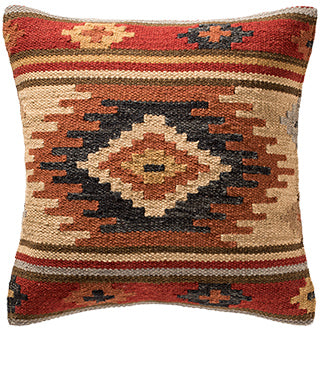 Kashi Kilim Wool Cushion Cover Handmade in Geometric Multi Colours