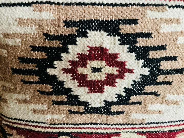 Red Beige Natural Geometric Wool and Cotton Kilim Cushion Cover 50 cm x 50 cm * ONE OFF*