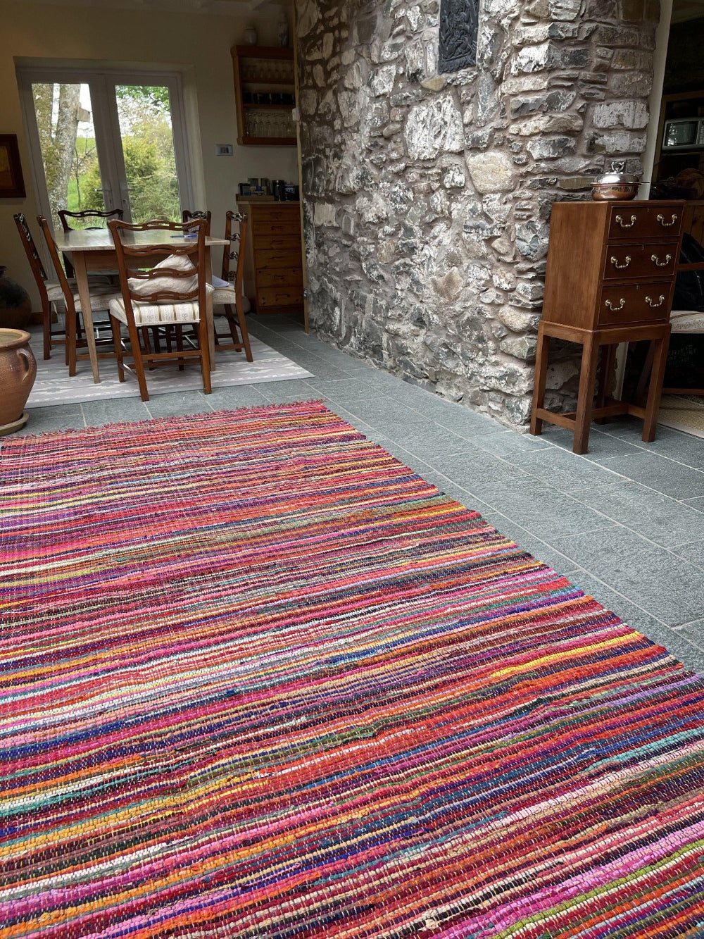 FESTIVAL Boho Rug Flat Weave Multicolour with Tassels - Second Nature Online