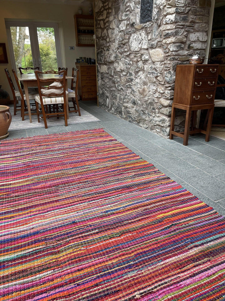 FESTIVAL Boho Rug Flat Weave Multicolour with Tassels - Second Nature Online