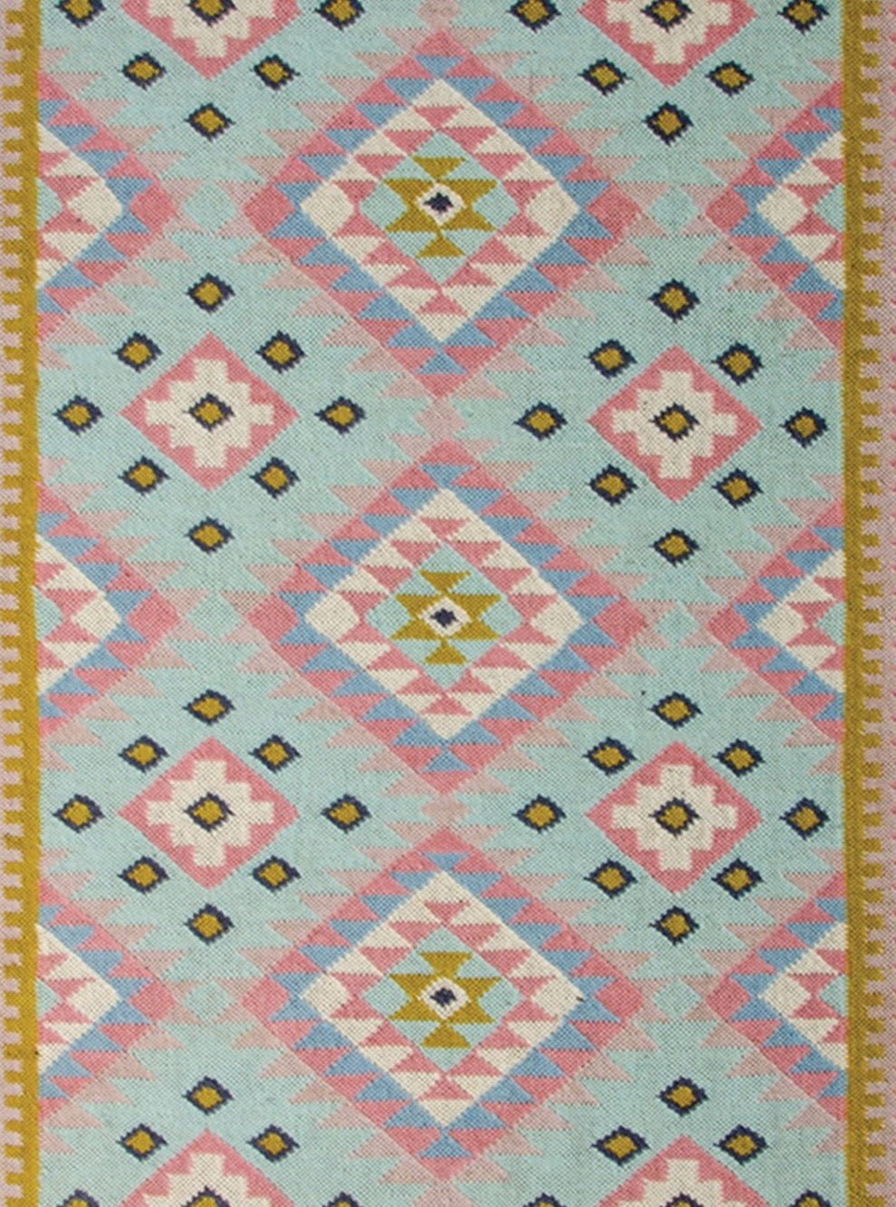 Pink Grey and Blue Pastel Geometric Wool Kilim Various Sizes Available