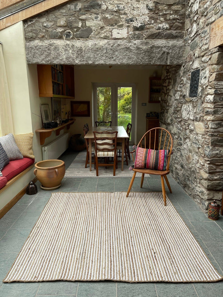 Living Room Jute Natural Striped Rug - Second Nature Online