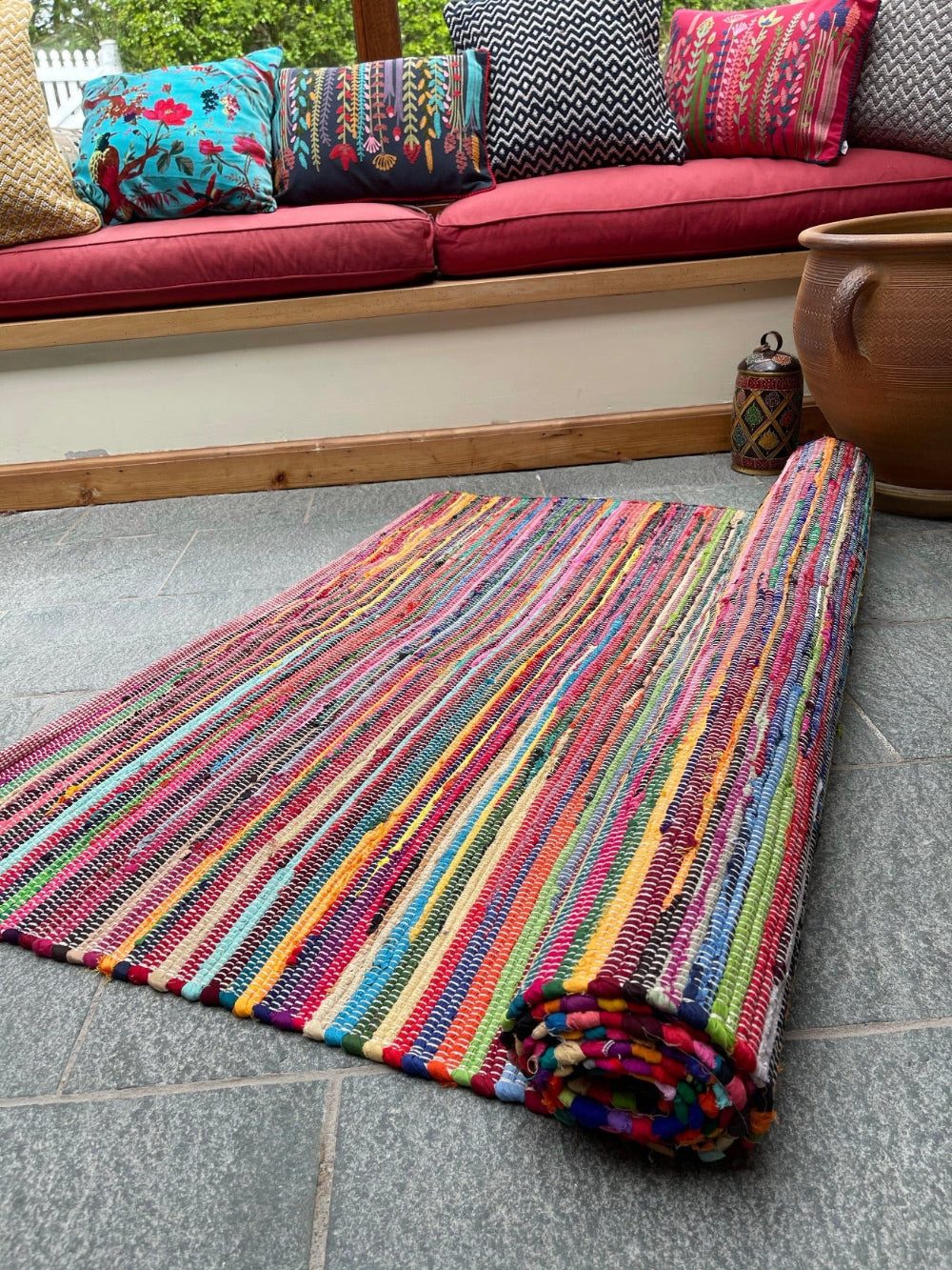 Living Room Rainbow Cotton Rug - Second Nature Online