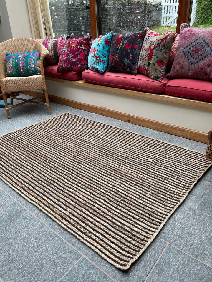 Living Room Rug Jute Striped Design - Second Nature Online