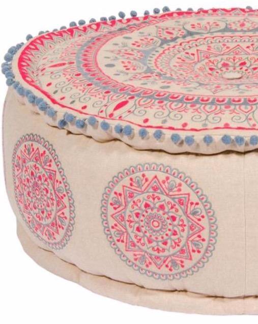 Mandala Pouffe Footstool with Embroidery Second Nature Online
