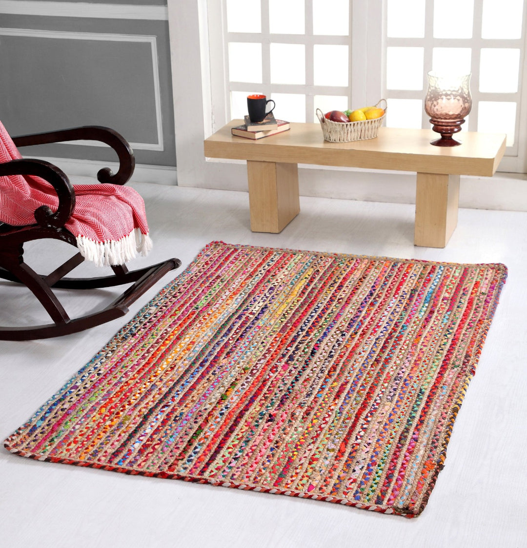 Mishran Large Area Rectangle Braided Jute Fabric Rug Second Nature Online