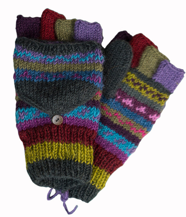 Multi Colour Hunter Gloves Mittens 100% New Zealand Wool Winter Cosy Warm Gloves