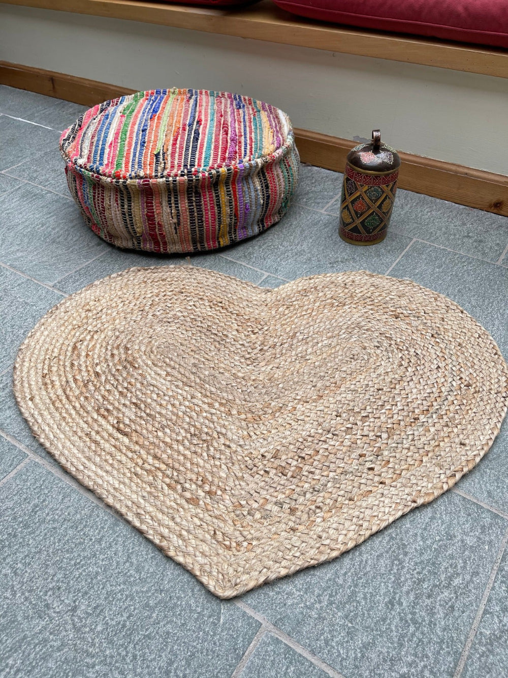 Natural Heart Shaped Jute Braided Rug - Second Nature Online