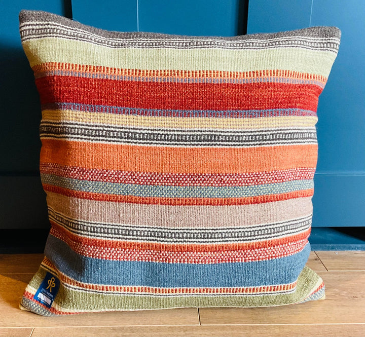 Ooty Orange Blue Wool and Cotton Cushion Cover Large Second Nature Online