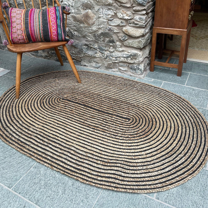 Oval Jute Cotton Natural Oval Rug - Second Nature Online