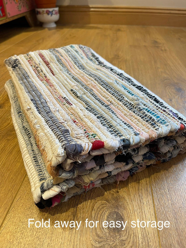 Pastel Festival Cotton Rag Rug Folded Rug- Second Nature Online