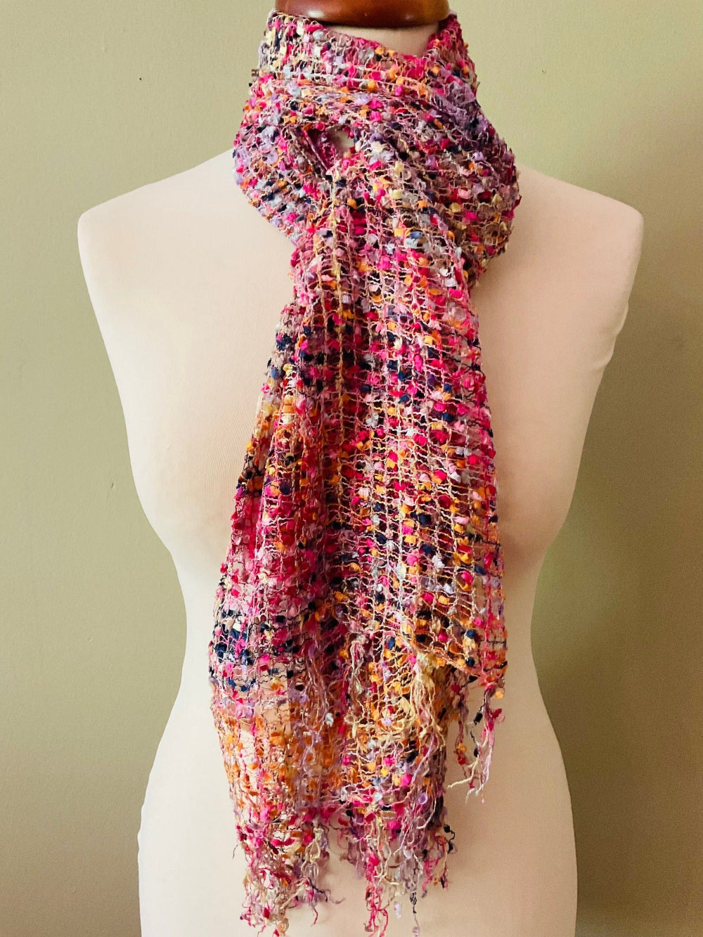 Pink Orange Viscose Scarf Second Nature Online