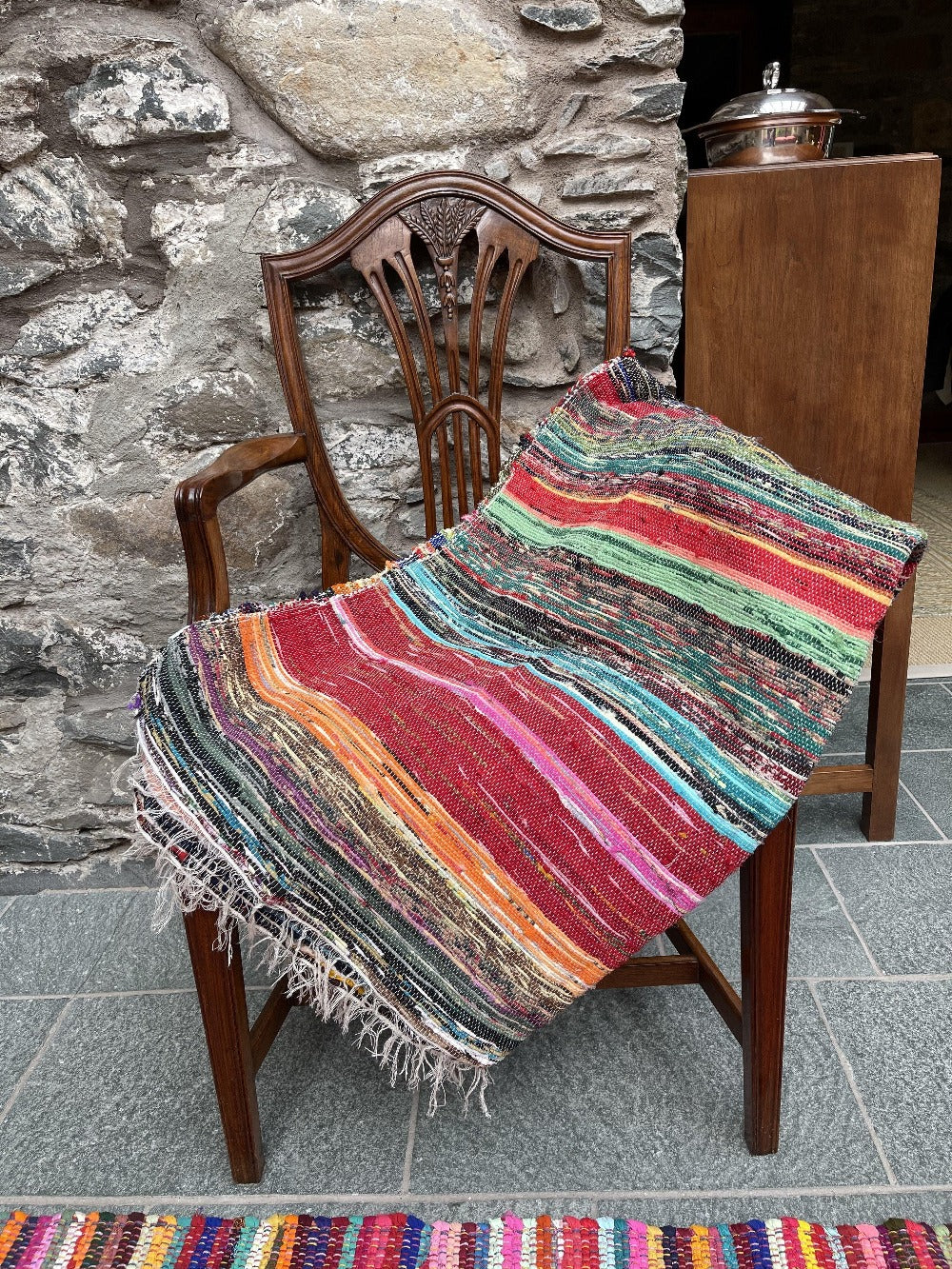 Soft Throw Hand Woven with Multi Colour Recycled Sari Fabric - Second Nature Online