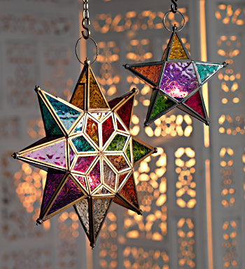 Glass Star Shaped Hanging Lantern - Second Nature Online