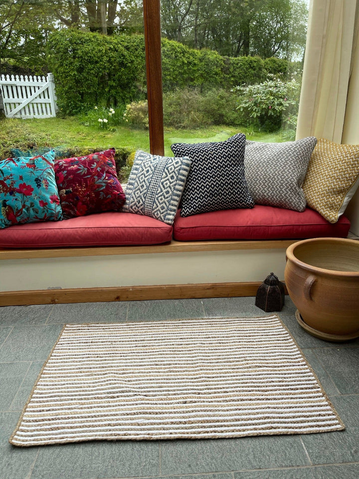 Rectangle Jute Striped Rug - Second Nature Online