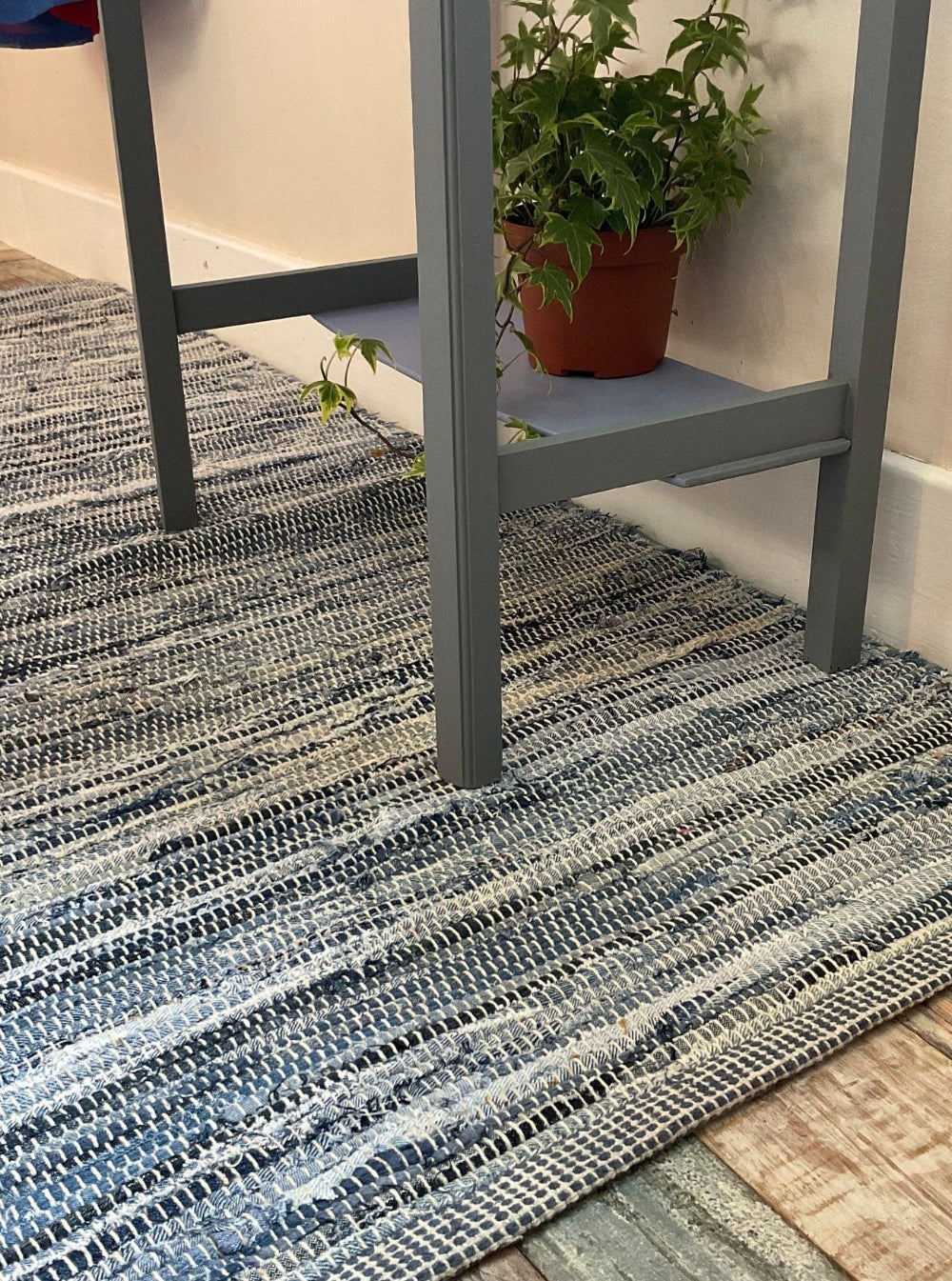 Recycled Denim Area Rectangle Rag Rug - Second Nature Online