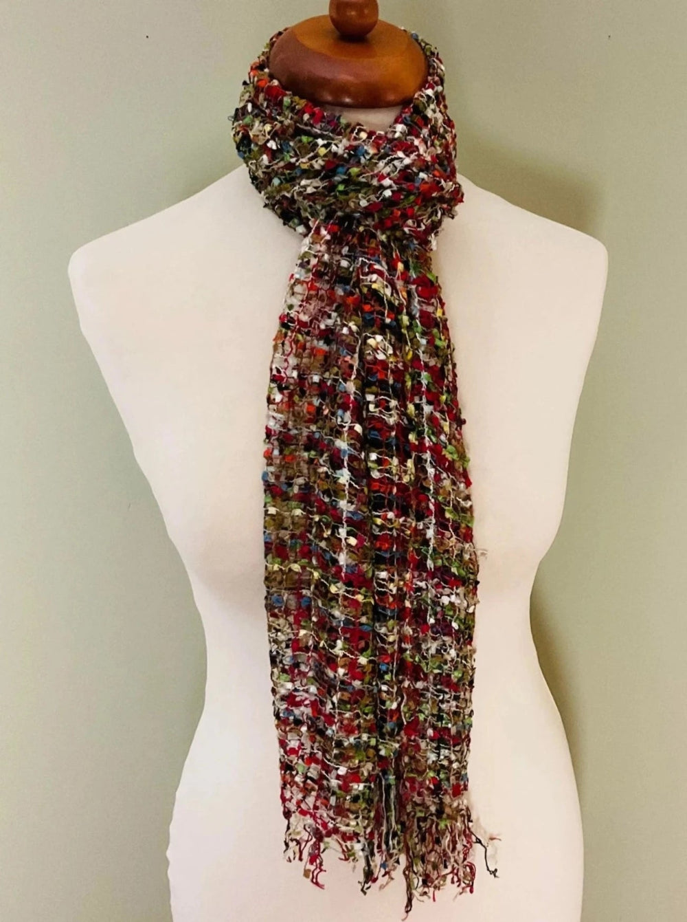 Red Black Viscose Summer Scarf - Second Nature Online