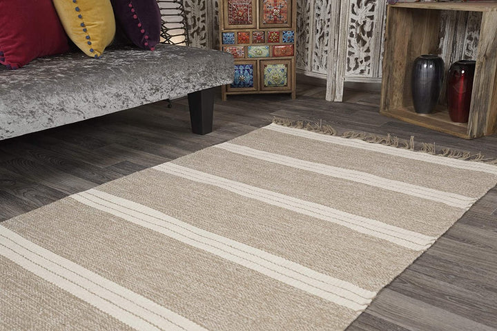 Reteela Cotton Jute Natural Rug With Stripes Second Nature Online