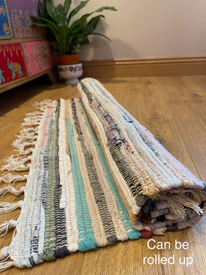 Rolled Up Festival Pastel Rag Rug - Second Nature Online
