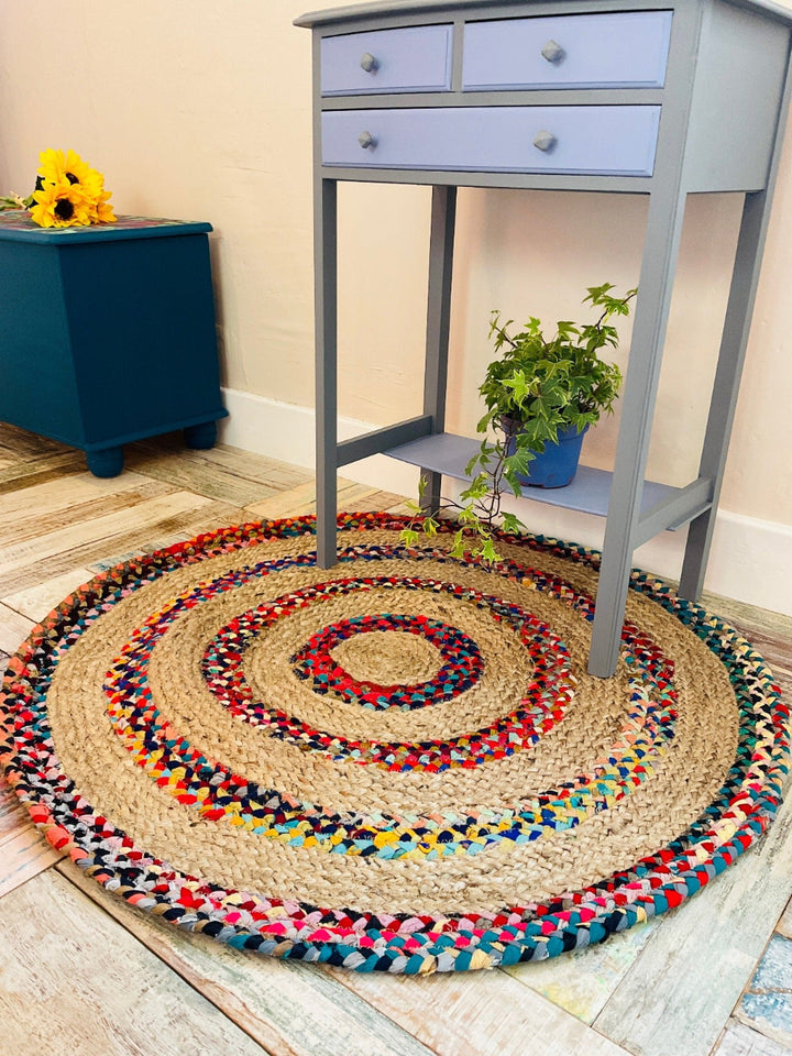 Round Fiesta Jute and Cotton Braided Rug - Second Nature Online