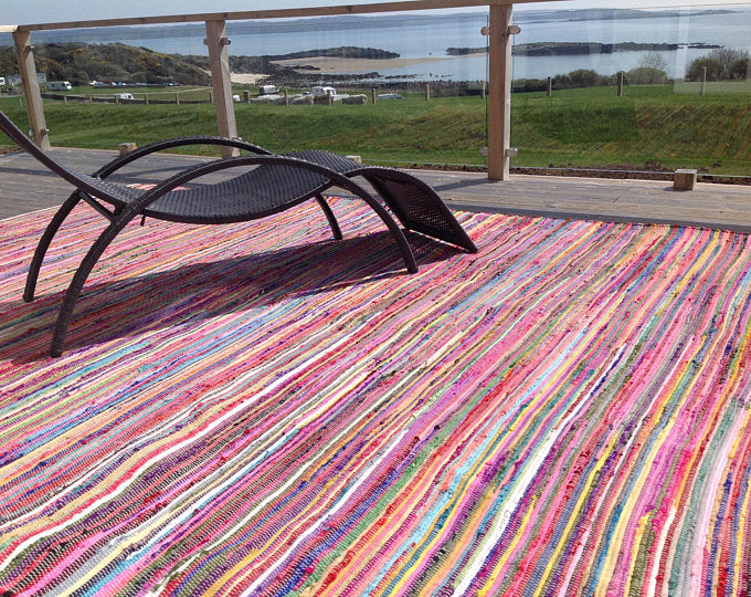 Second Nature Online Glamping Boho Chic Large Rainbow Rag Rug