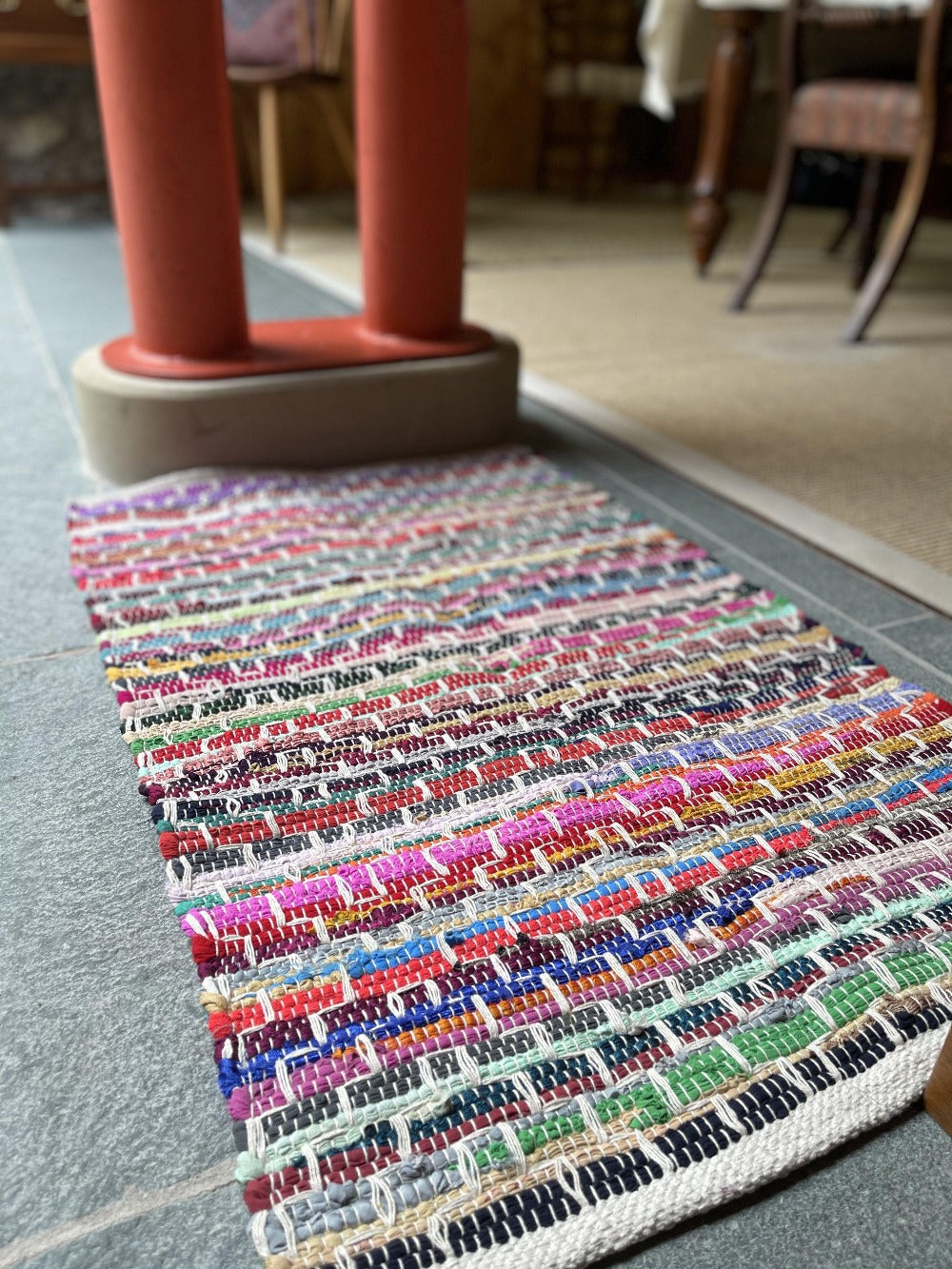 KADAM Geometric Rainbow Rug Multicolour and Reversible - Second Nature Online