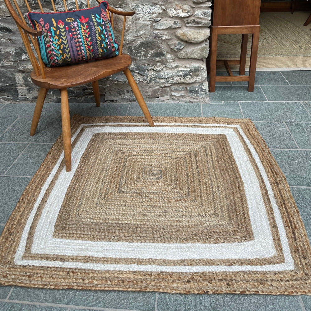Square Braided Natural Jute Rug - Second Nature Online