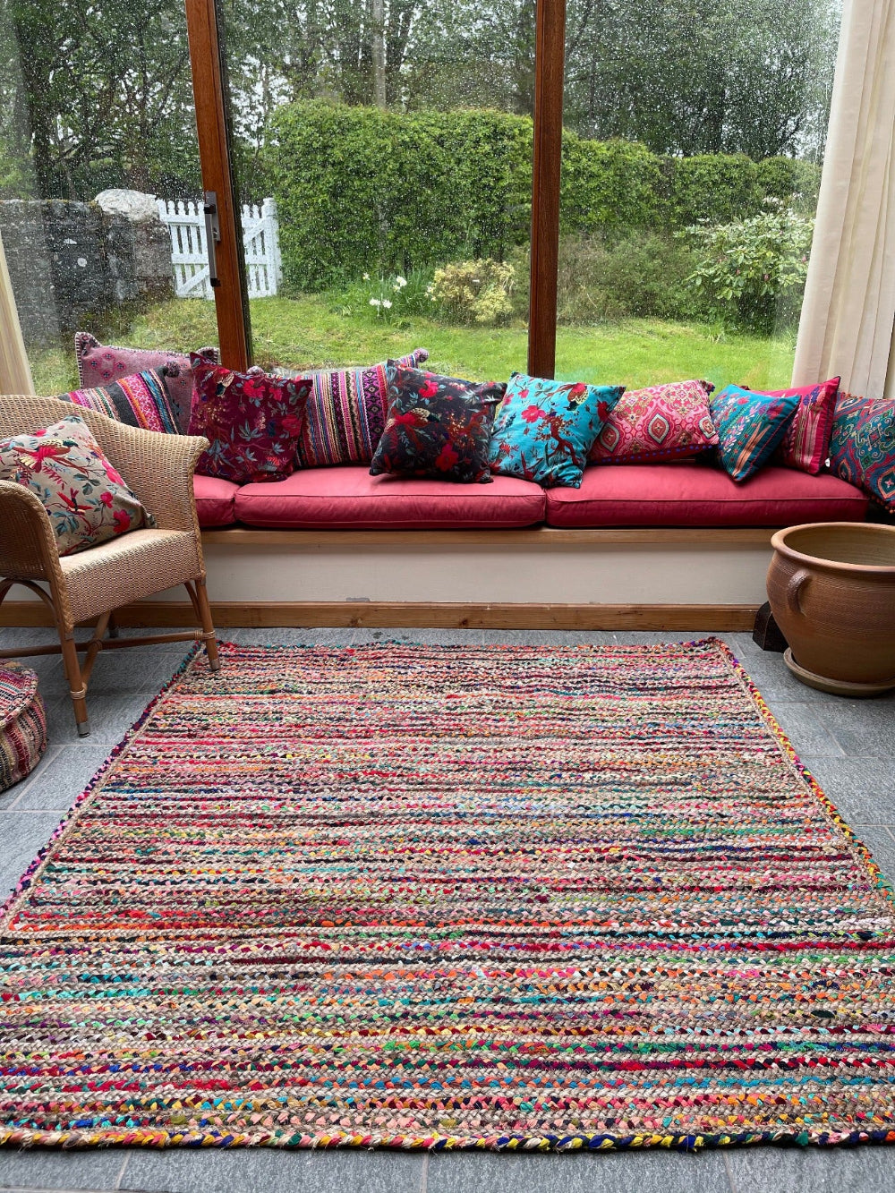 Square Mishran Rainbow Living Room Rug - Second Nature Online