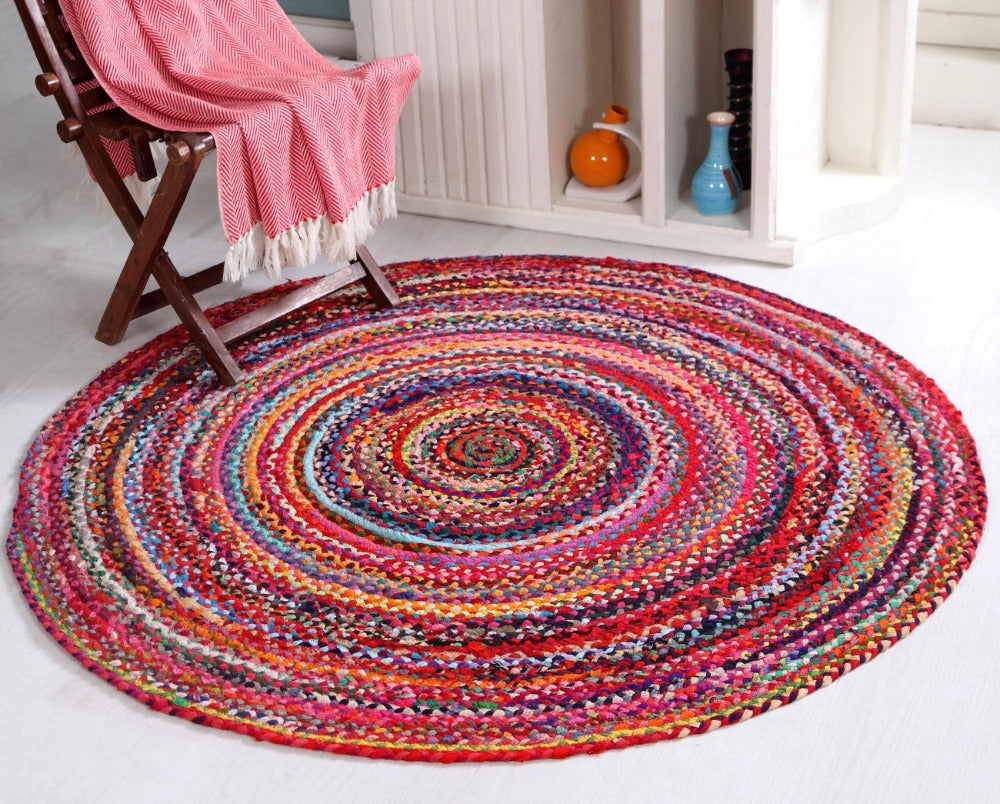 Small Multicolour Rug Round Rug | Boho Rug | Striped Rug | Rugs Near Me | Rainbow Rug ...
