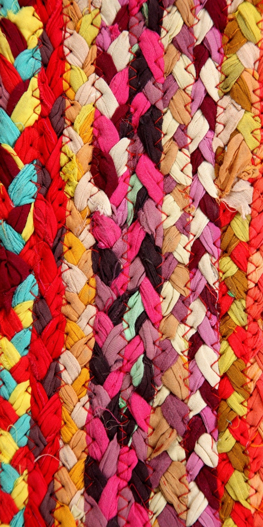 Sundar Multi Colour Fabric Braided Rug Close Up