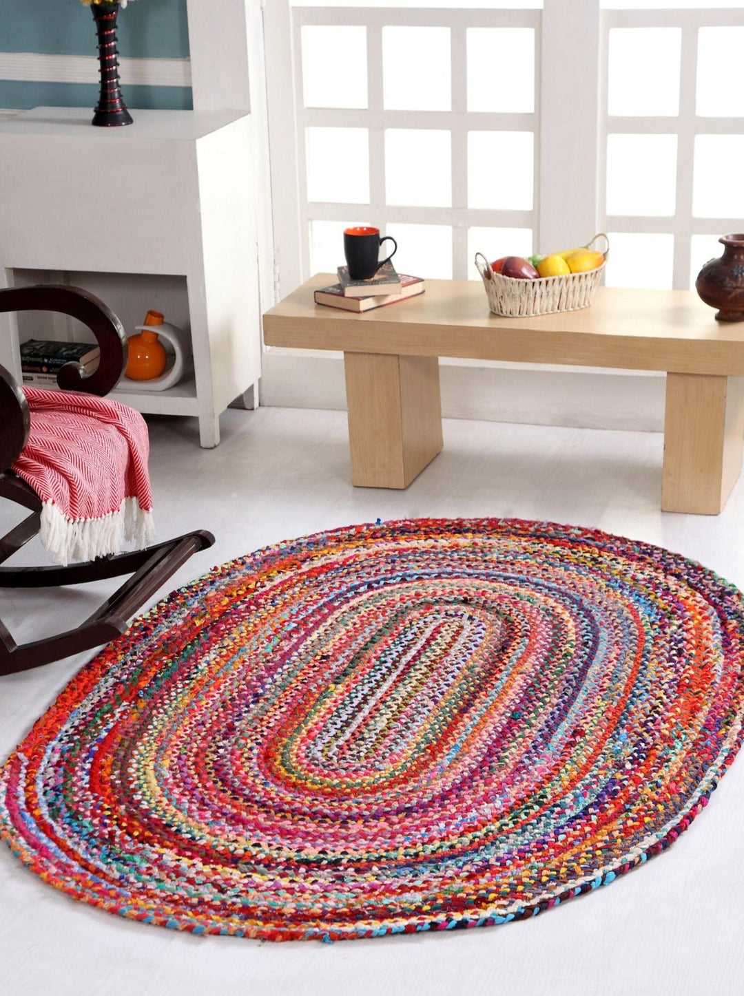 Sundar Oval Multi Colour Rug Ethical Sourced with Second Nature Online